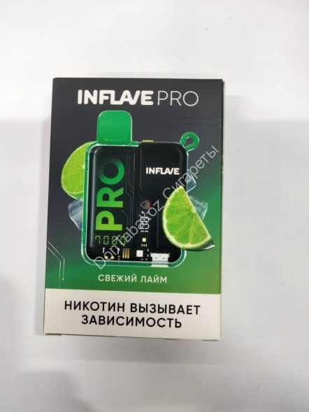 Электронная сигарета INFLAVE Pro Свежий Лайм 7000 затяжек 20мг Hard (2% Hard) Оптом                                    