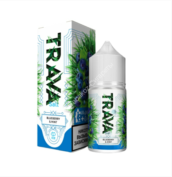Жидкость для вейпа TRAVA SALT Черника-мята-лед 30 мл оптом 