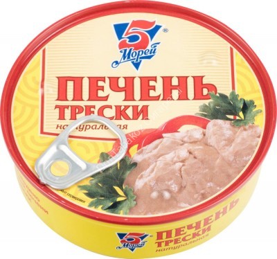 Печень трески Натуральная 5Морей 180г оптом 