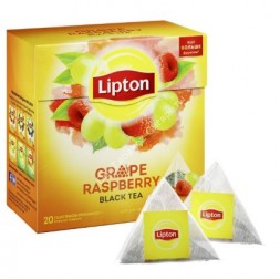 Черный чай Lipton Grape Raspberry в пирамидках 20 пак оптом